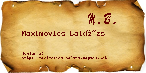 Maximovics Balázs névjegykártya